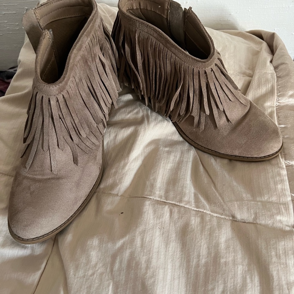 J. Adams Fringe Ankle Booties - Taupe - Picture 3 of 6